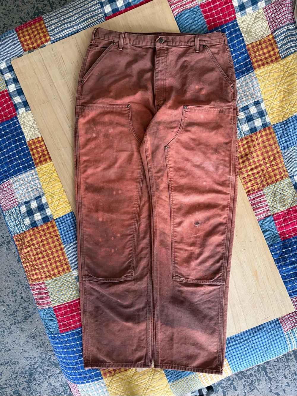 Carhartt B136 Faded Brown Double Knee Pants 38 x 36 (measure 36 x34)